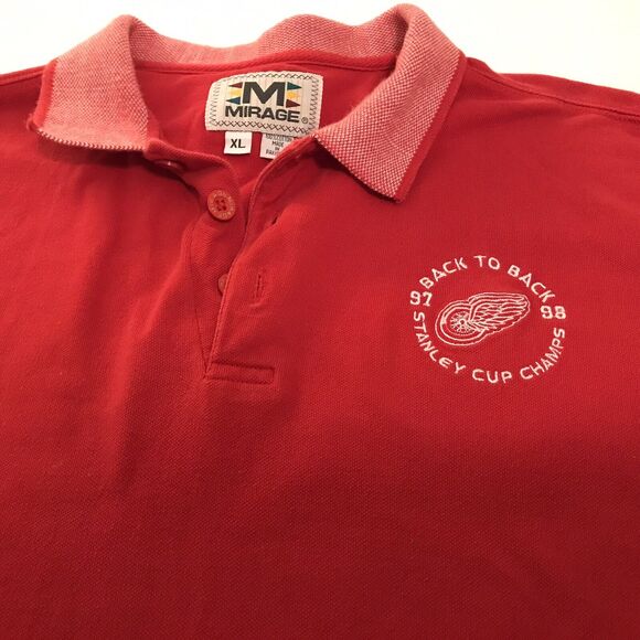 Detroit Red Wings 1997-1998 Back To Back Stanley Cup Champs Mirage Red Polo XL - Picture 5 of 10